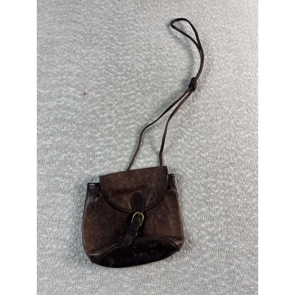 GAP Genuine Leather‎ Crossbody Bag Womens Brown Buckle Flap Mini Purse Shoulder